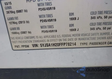 2015 Tesla Model S 85D from USA, damaged, VIN 5YJSA1H20FFP78214